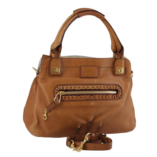 Chloe Margaret Hand Bag Leather 2way Brown Gold mr897