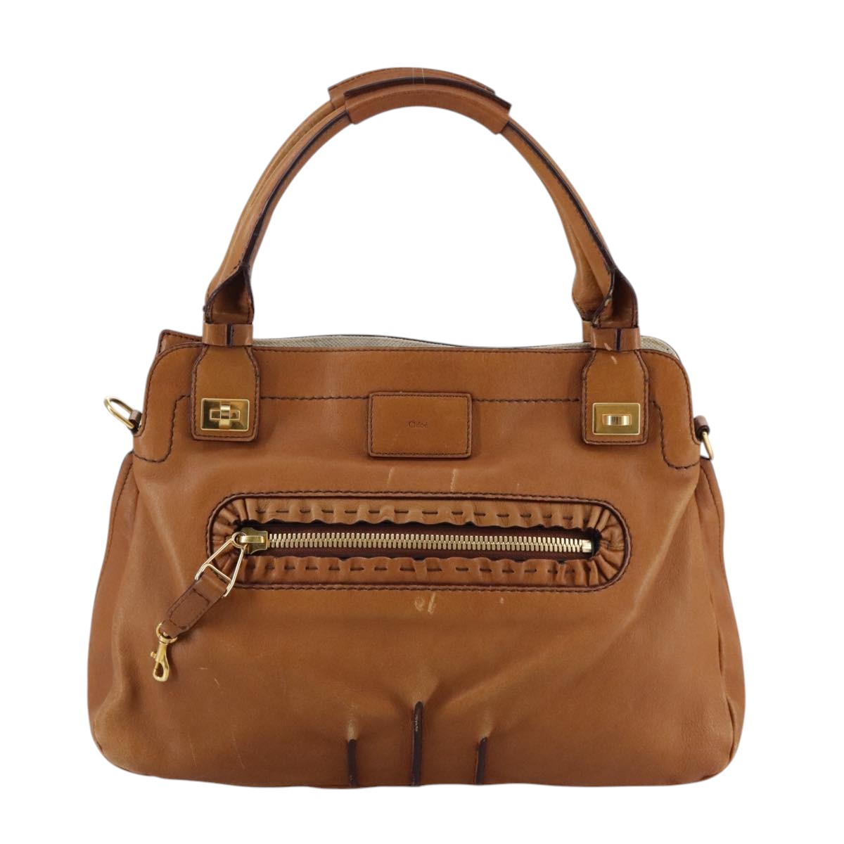 Chloe Margaret Hand Bag Leather 2way Brown Gold mr897