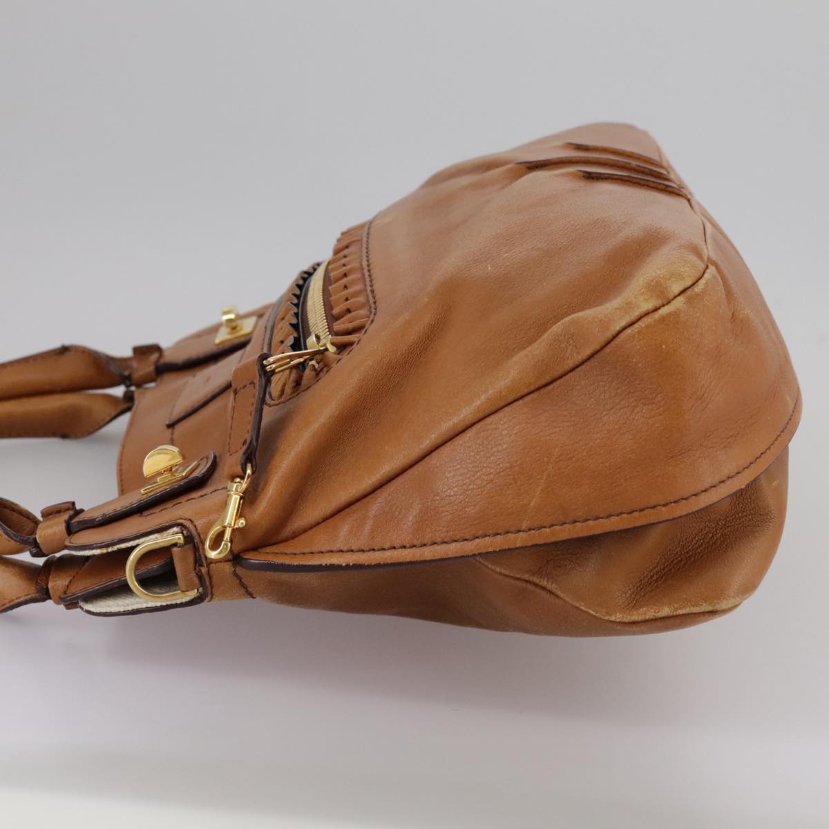 Chloe Margaret Hand Bag Leather 2way Brown Gold mr897