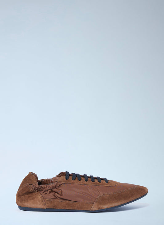 Prada Men Collapse Re-Nylon And Suede Sneakers