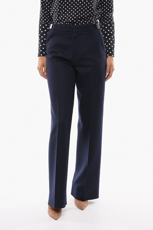 Bottega Veneta Regular Fit Wool Pants Blue