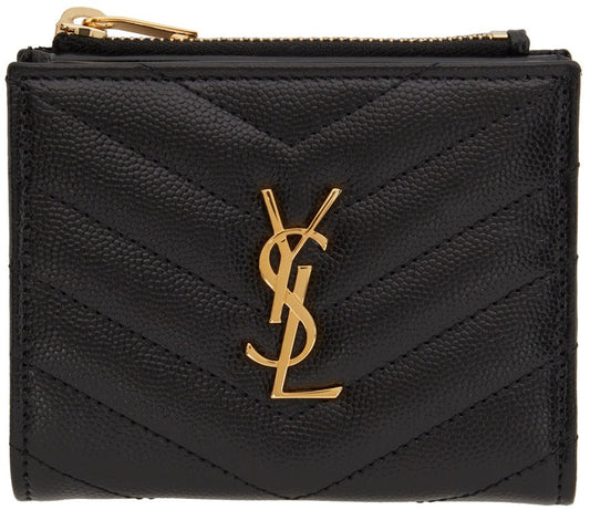 Saint Laurent Monogram Zipped Leather Wallet