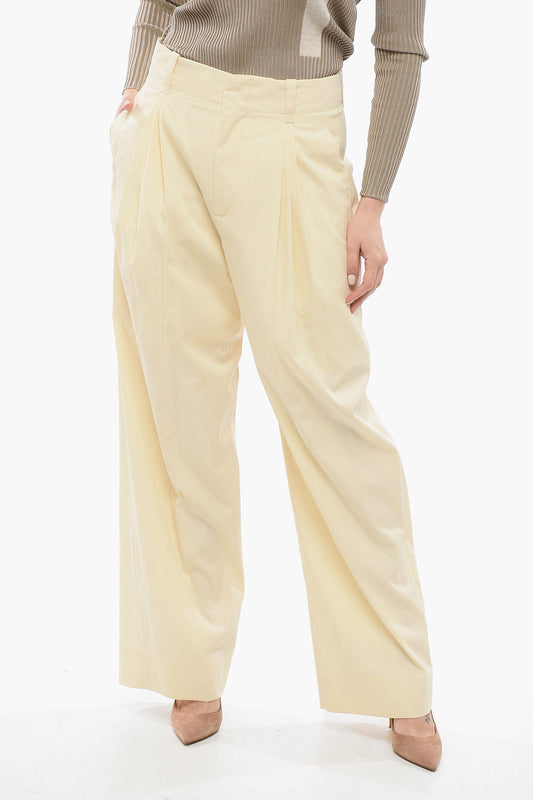 Bottega Veneta Silk Blend Palazzo Pants 40 Beige