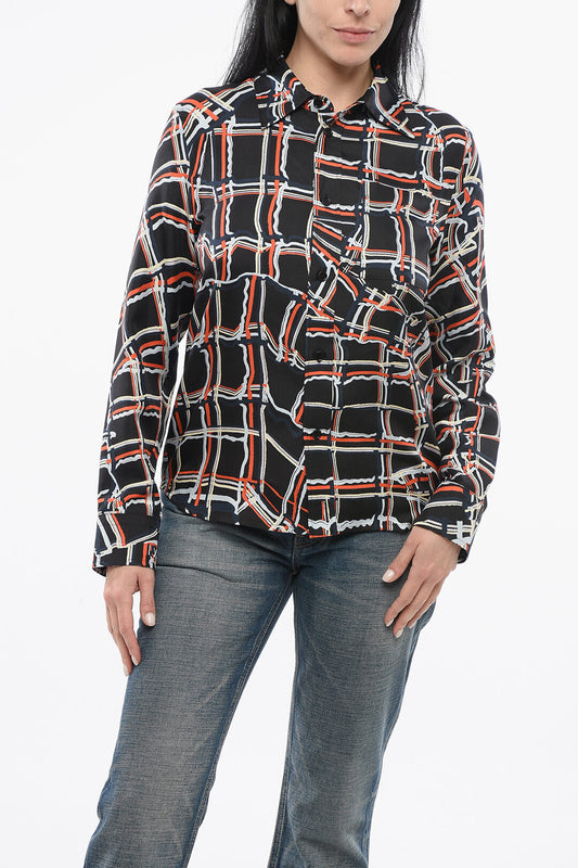 Bottega Veneta Silk Checkered Shirt 40 Multi