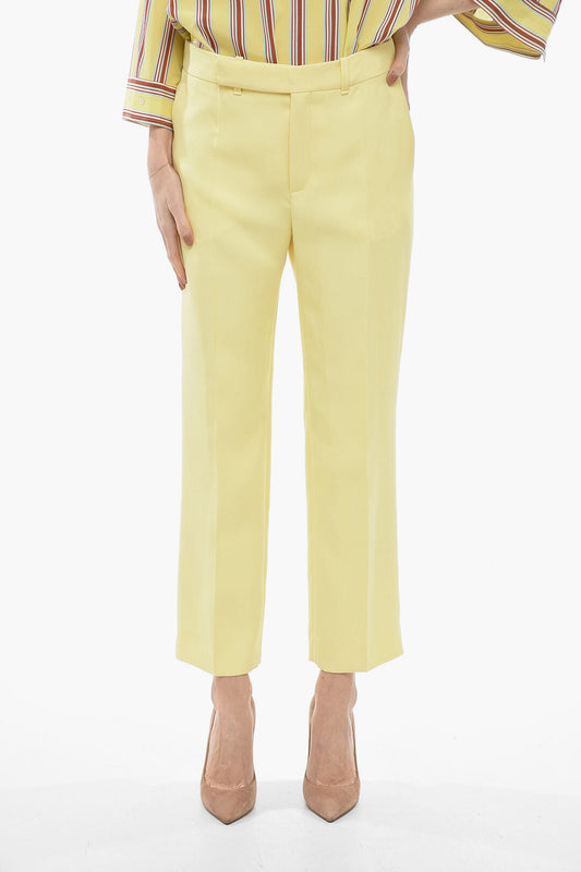 Chloe Silk High-waisted Pants with Pleats 44 Yellow