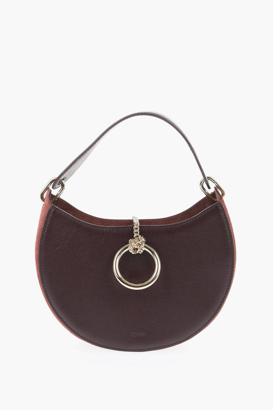 Chloe Solid Color Leather Hobo Bag with Suede Detail ONE SIZE Burgundy