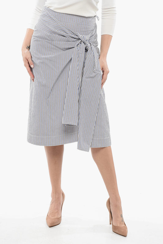 Bottega Veneta Striped Skirt with Knot Detail 38 Blue