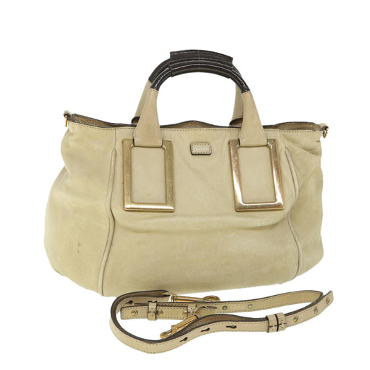 Chloe Etel Hand Bag Leather 2way Beige th4092