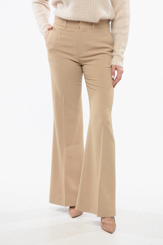 Chloe Twill Wool Flared Fit Pants 42 Beige