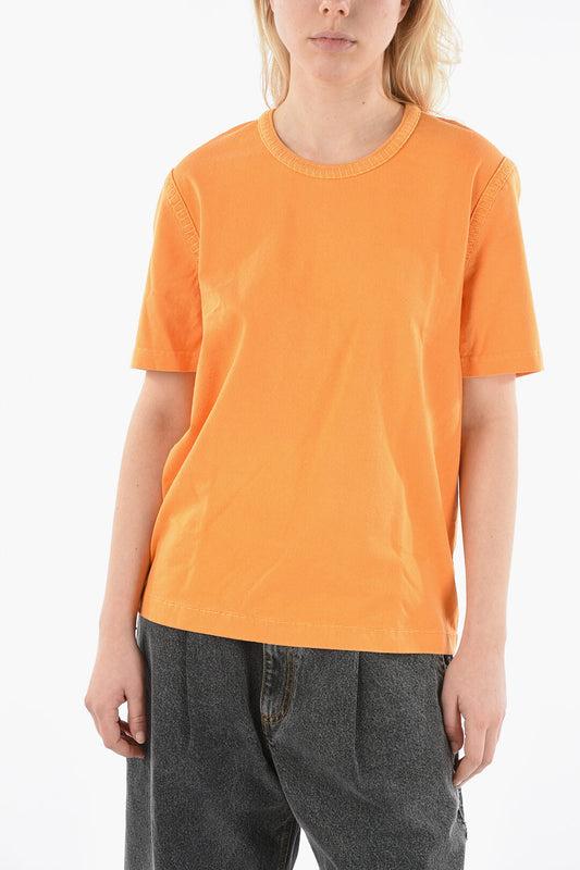 Bottega Veneta Visible Stitching Crew-neck T-Shirt Orange