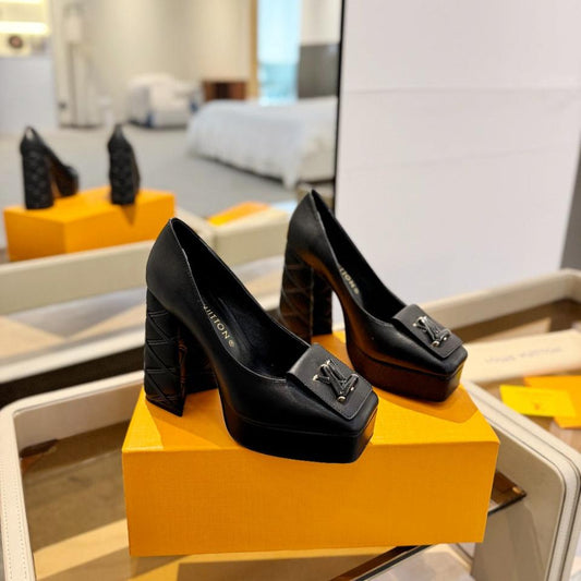 Louis Vuitton Shake Pump 120mm Plain Black Cowhide