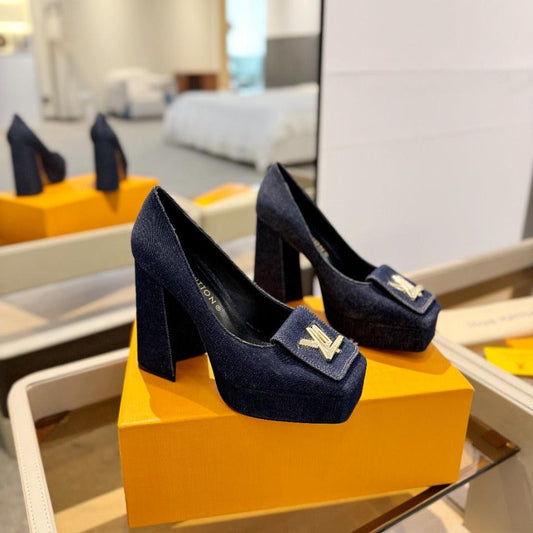 Louis Vuitton Shake Pump 120mm Dark Blue Fabric Denim