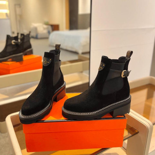 Louis Vuitton Beaubourg Ankle Boot 100mm Black Suede