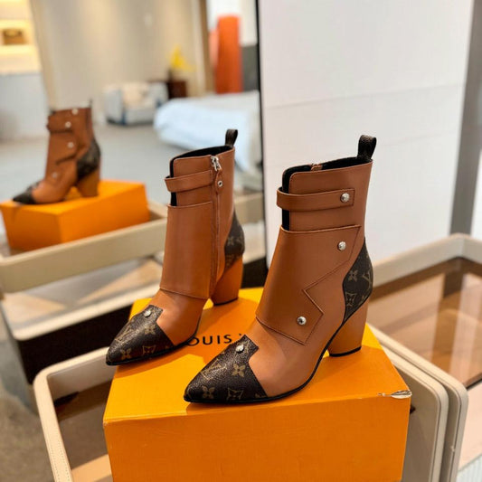 Louis Vuitton Trinity Ankle Boot 75mm Orange Brown Monogram Calfskin