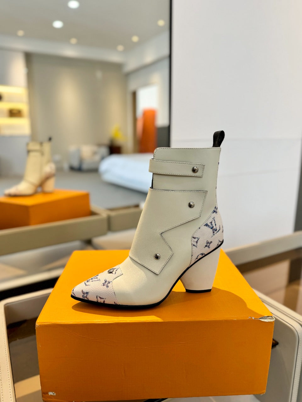 Louis Vuitton Trinity Ankle Boot 75mm White Monogram Calfskin