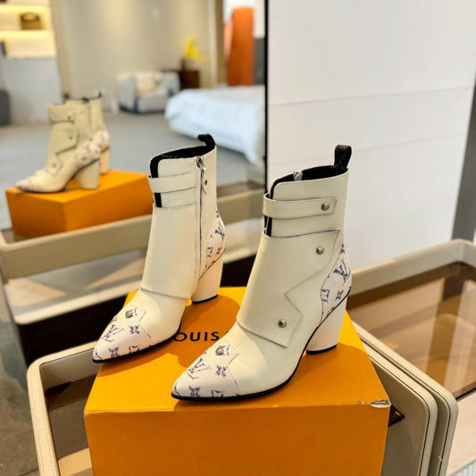 Louis Vuitton Trinity Ankle Boot 75mm White Monogram Calfskin