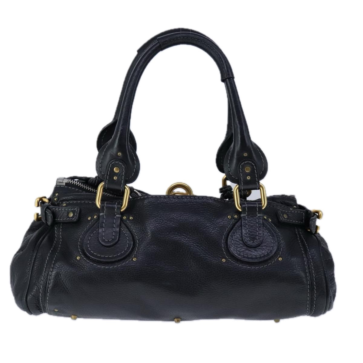 Chloe Paddington Hand Bag Leather Black Gold Silver yk16230
