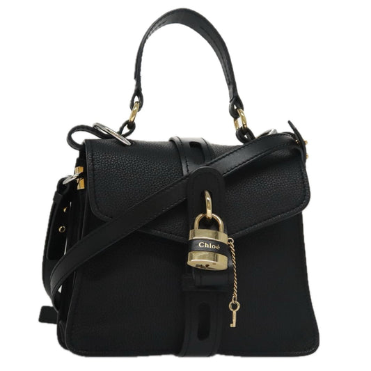 Chloe Small Day Abbey Hand Bag Leather 2way Black yk16365A