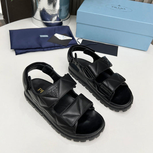 PRADA dad sandal black calfskin